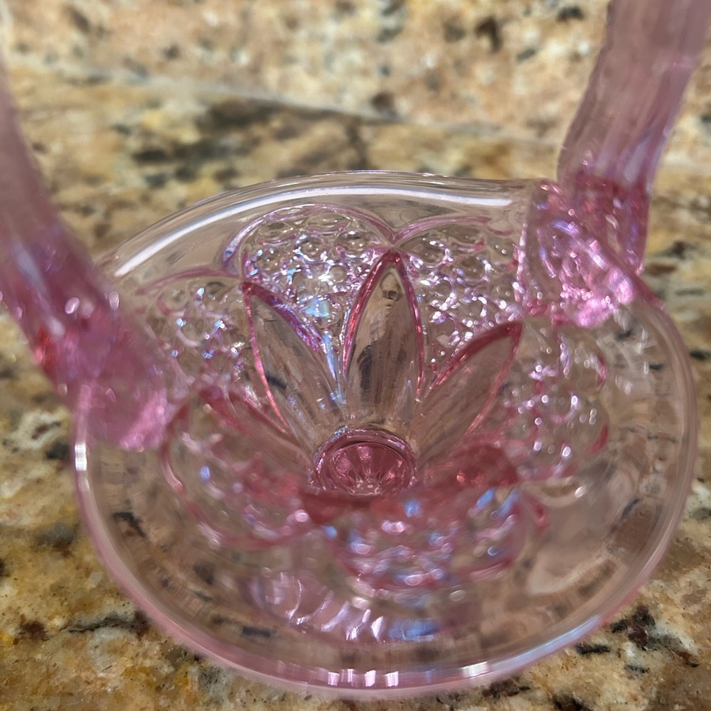 Vintage Fenton Mini Dusty Rose Glass Basket - Picture 3 of 4